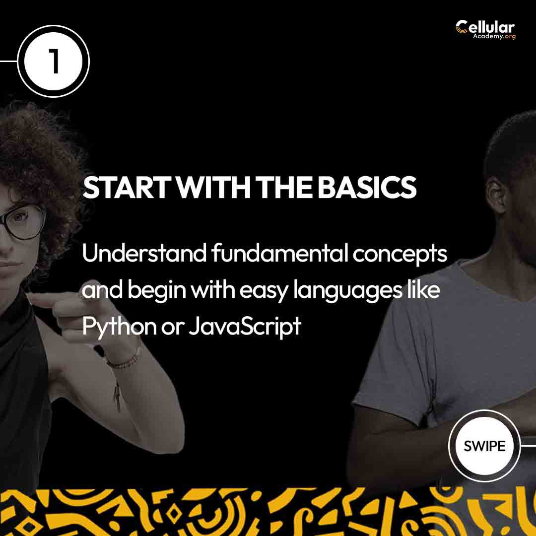 cellularacademi's tweet photo. Hey Techies ✨🚀
 Are new to coding? These are simple tips to get you started. 
 
Want to know more? Follow us for more tips!
#cellularacademy #techacademy #techskill #coding https://t.co/QVV4FFUNKu