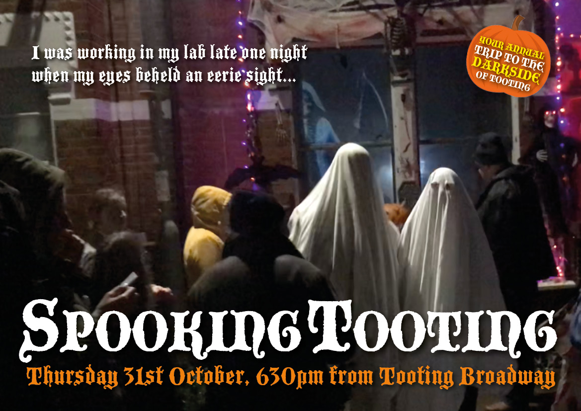 summerstown182's tweet photo. This Halloween weekend! Double your SW17 fright factor with these two scarily good tours #SpookingTooting has spawned a perfect companion #SpookingSpringfield BOOK HERE for your ultimate trip to the dark side Thur 31 Oct/Fri 1 Nov #cowertothepeople https://t.co/fD6y0MdW76 https://t.co/Df6gVPehBg