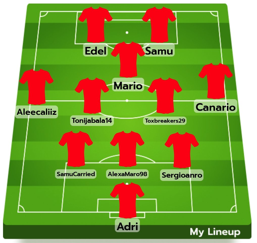 Tenemos el 11 para esta noche.

🔴 *EVF Bayer Leverkusen* ⚫

*Torneo Clausura | 4 de Septiembre*

*00:10 🆚 EVF Inter de Milan*
*00:30 🆚 EVF Liverpool*
*00:50 🆚 EVF Real Madrid*

Noche muy importante la de hoy.