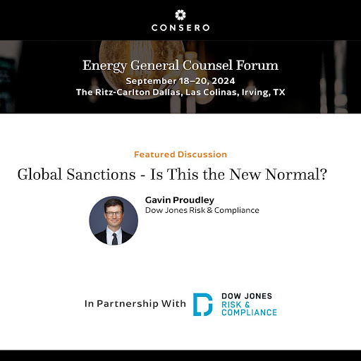 2 weeks to go until <a href="/ConseroGroup/">Consero</a>'s Energy General Counsel Forum! Don’t miss <a href="/gavinjp/">gavin proudley</a>'s workshop on the ‘new normal’ of global #sanctions to get insights on navigating the evolving sanctions landscape in the #energy sector. Learn more: bit.ly/3ySxhb6 

#ConseroEnergyGC