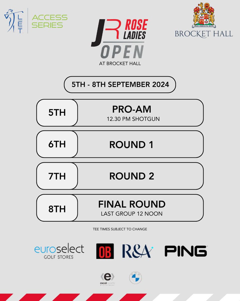 RoseLadiesGolf's tweet photo. What’s happening this week @BrocketHall ? 

The best @LETAccess event of the year! 

Thanks for the support @PINGTourEurope @EuroselectGolf @bmwgolfsport @RandA https://t.co/By401dbl6b