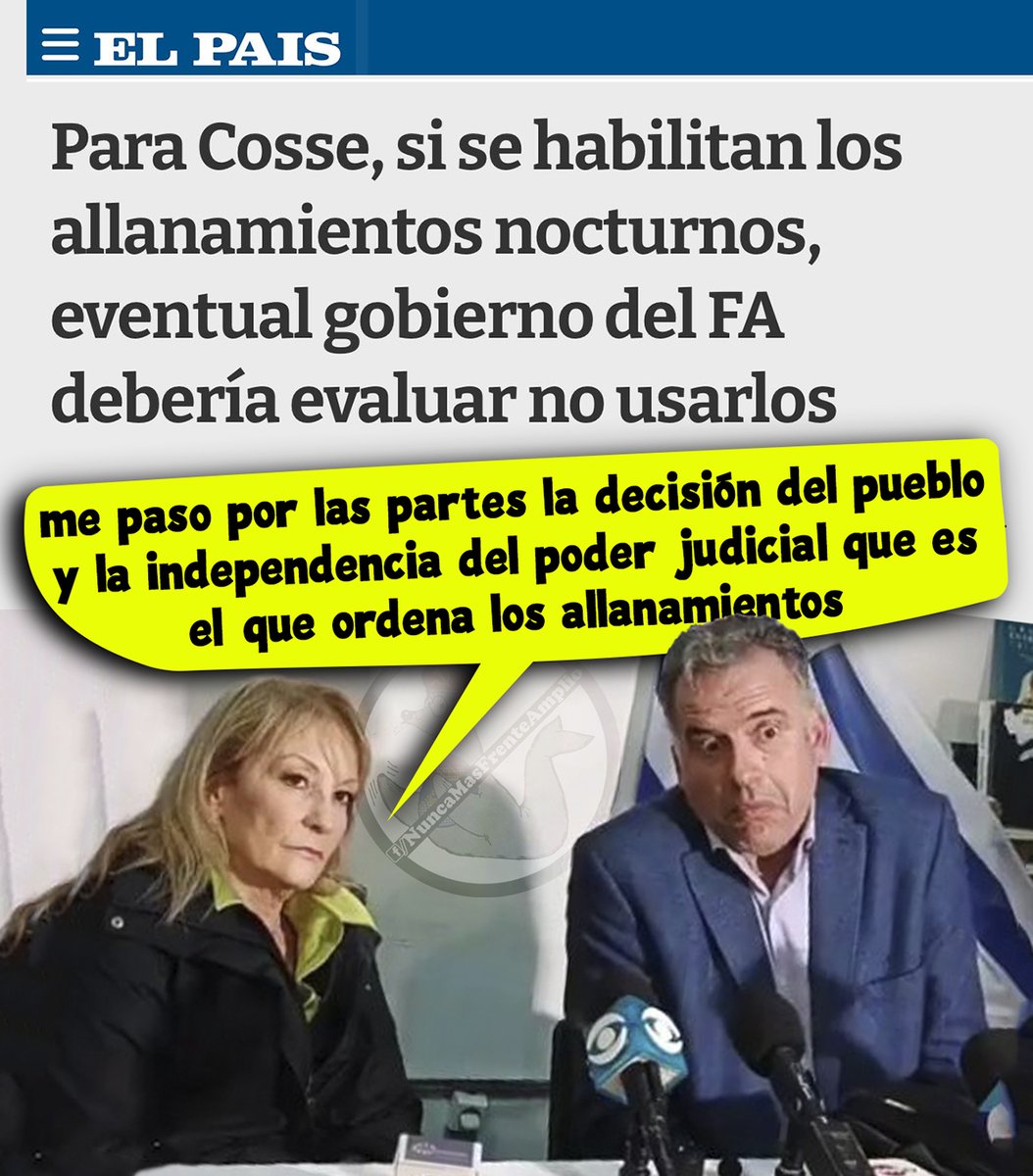 NuncaMasFAPIT's tweet photo. Cosse piensa intervenir la justicia y pedirle a fiscales y jueces que no apliquen la ley de allanamientos.
Además asegura que va a burlarse de la voluntad del pueblo, lo cual pone en riesgo nuestra democracia.
Orsi no tiene ni idea
#NuncaMasFAPIT https://t.co/BjBhLaR9d6