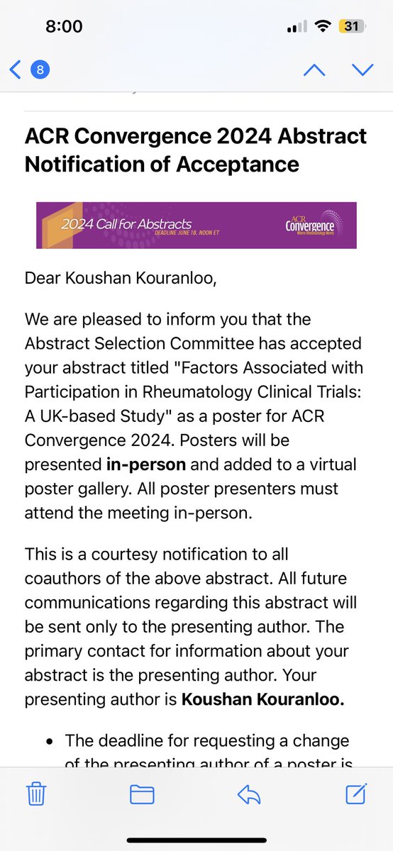 Absolutely delighted with news of presenting this work at #ACR24, this time in DC! 

Come &amp; say hi! 👋🏼 

🔺Patient Outcomes, Preferences &amp; Attitudes Poster I
🔺Saturday, November 16, 10:30 AM-12:30 PM

Thank you <a href="/chriswincup/">Chris Wincup</a> for your mentorship! 

<a href="/ACRheum/">American College of Rheumatology</a>