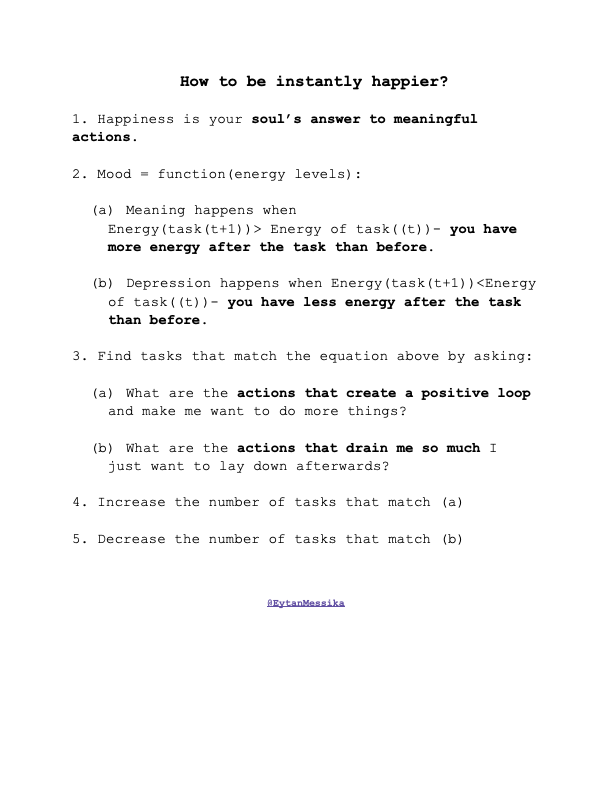 How to be instantly happier? A mathematical formula.