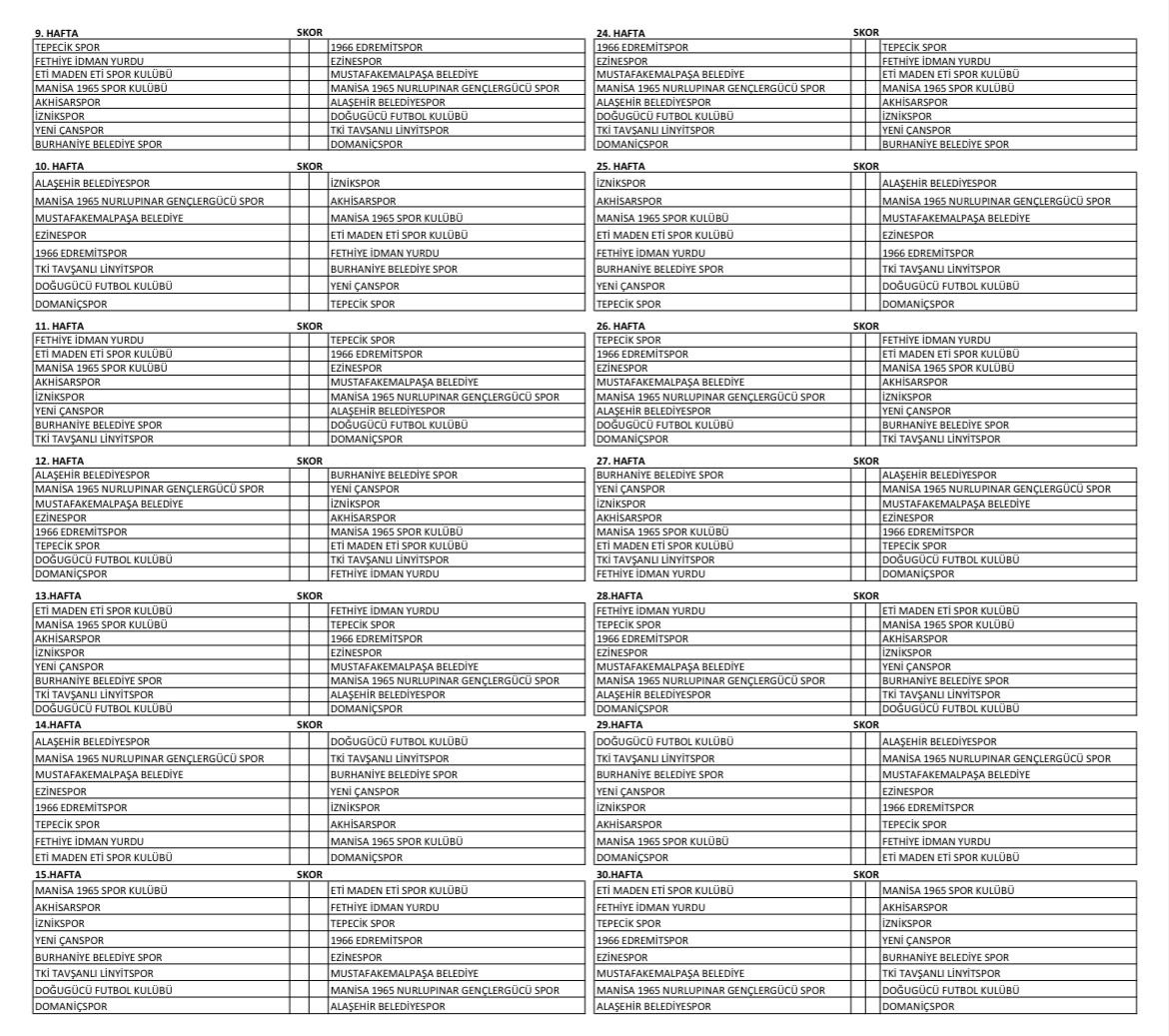 2024-2025 Fikstürümüz. 💚🖤