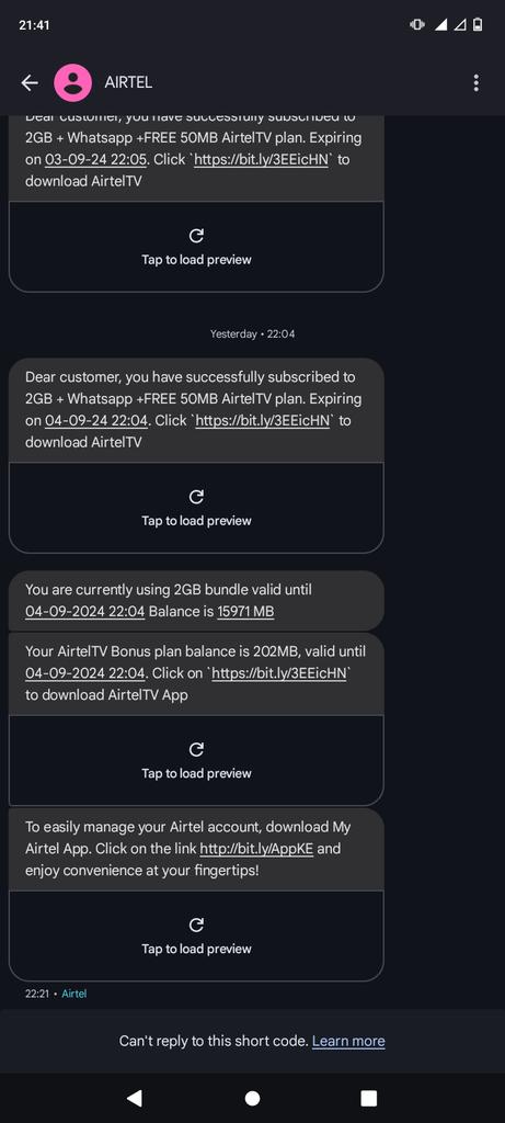 MohamedIsack12's tweet photo. @AIRTEL_KE No network since 7pm...
Hii hasara mumenipeleka hope mtanirudishia  data bundles zangu..#RussianWarCrimes #safaricom #TheGOAT #GOAT https://t.co/NSjz70MyUV