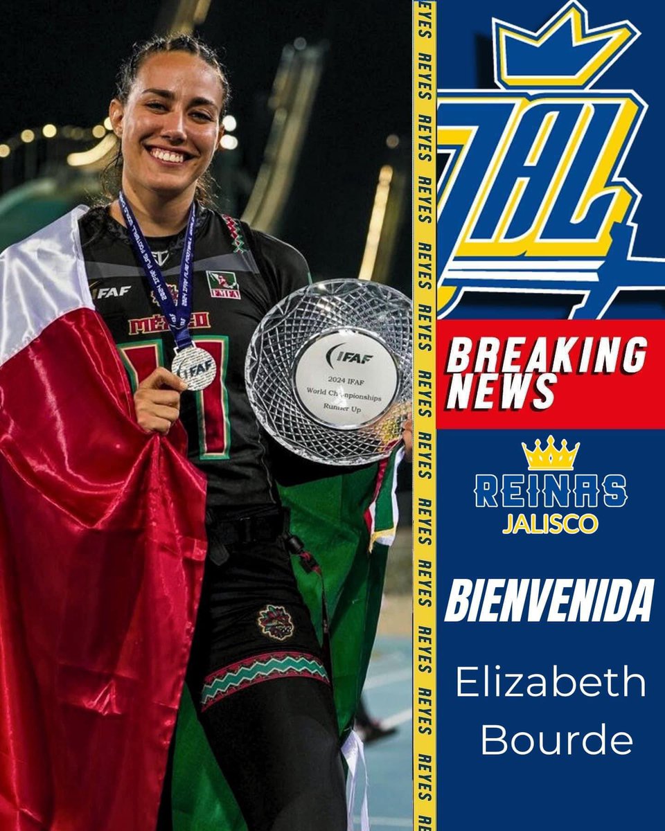 #AficiónLFA 
.
Los <a href="/LfaReyes/">ReyesLFA</a> contarán con la Seleccionada Nacional  de Flag Football, Elizabeth Bourde, en su equipo para el Nacional de Flag Football Femenil Profesional LFA. 👑🇲🇽🏈
.
#SigueLaLFA #LFA2024 #MásFlagFemenil #FlagFootball