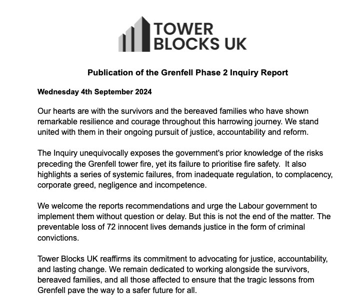 Our statement on the Grenfell Inquiry report
