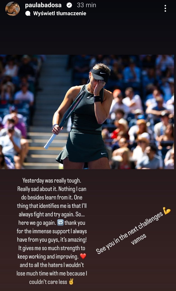 Paula Badosa na Instagramie... jest też na koniec wiadomość dla hejterów.

📸 Paula Badosa | Instagram | #USOpen | #czasnatenis