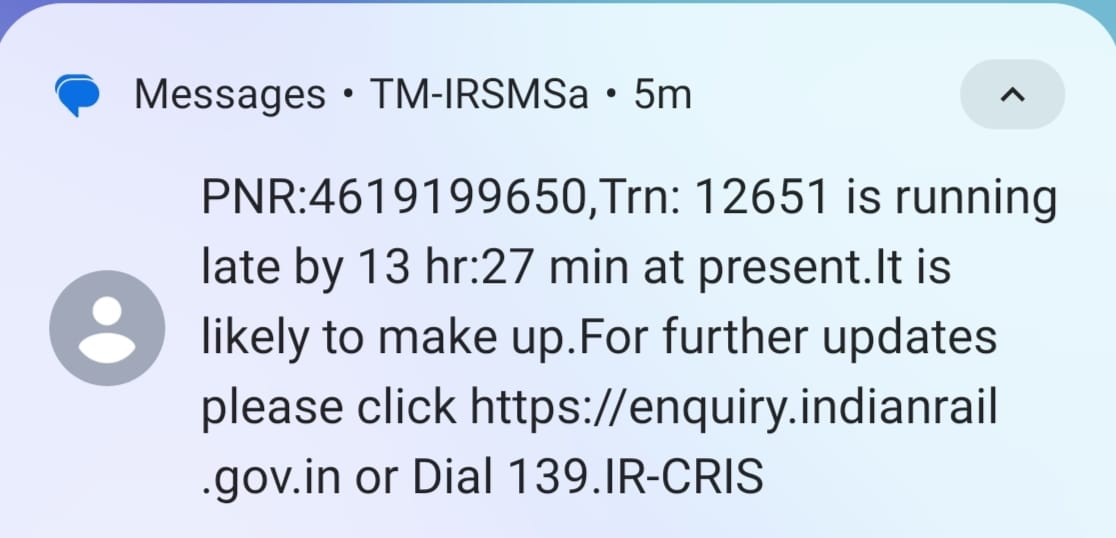 DRXRAJA3's tweet photo. @AshwiniVaishnaw @RailwaySeva @RailMinIndia @Central_Railway @RahulGandhi  sir I tweet again just a small consen why you didn't provide right time my train number 12651 PNR no 4619199650 my train delay more than 14 hours but bhopal station enquiry  not give the right response . https://t.co/qbwT26oDzb