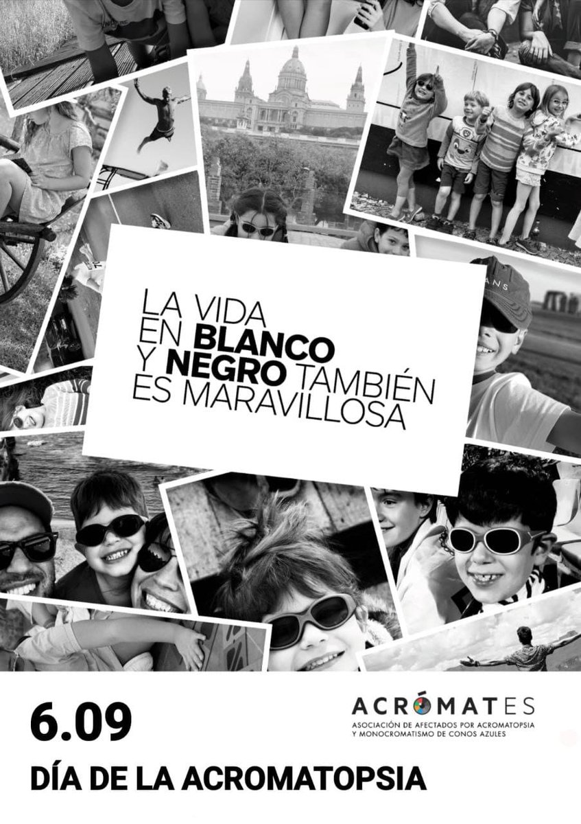 El próximo día 6-09-24, es el #Diadelaacromatopsia. La vida en blanco y negro también es maravillosa. 
#acromates #acromatopsia