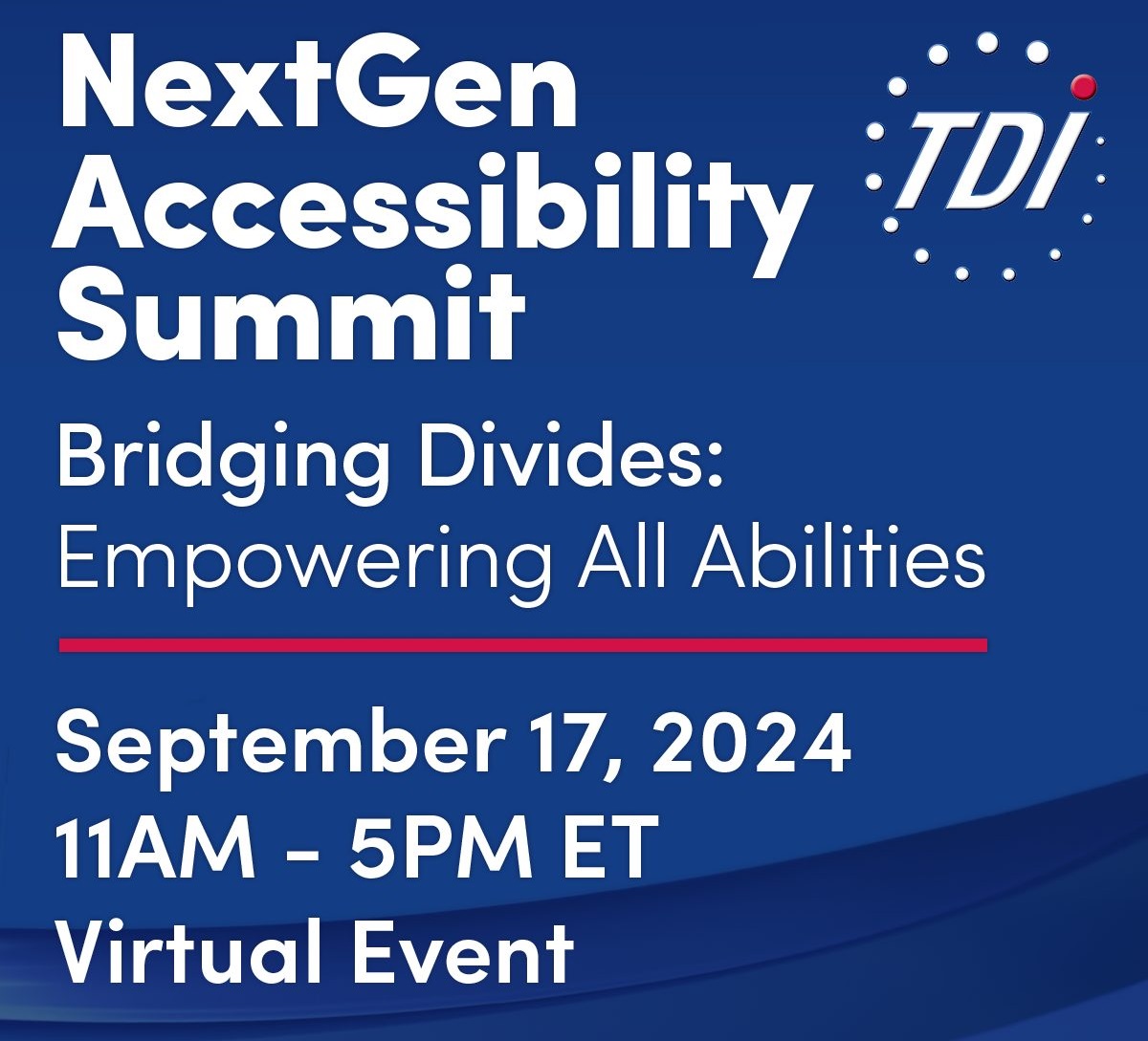 VITAC is proud to sponsor TDI’s NextGen Accessibility Summit. The virtual event brings together thought leaders, innovators and advocates dedicated to driving Information and Communication Technology accessibility and creating an accessible digital future. ow.ly/ZkEq50TeKSO