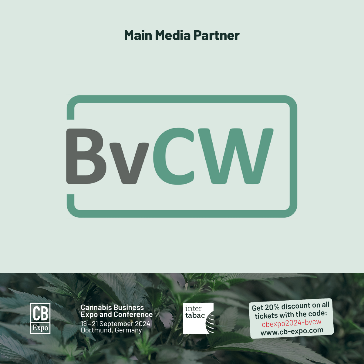 BvCW_de's tweet image. Vom 19. bis 21.09.2024 findet in Dortmund parallel zur #InterTabac, der weltgrößten Messe für Tabakwaren und Raucherbedarfsartikel, die nächste Ausgabe der CB Expo – Cannabis Business Expo and Conference – statt.

Code "cbexpo24-bvcw" für 20% Ticket-Rabatt
cb-expo.com/de/