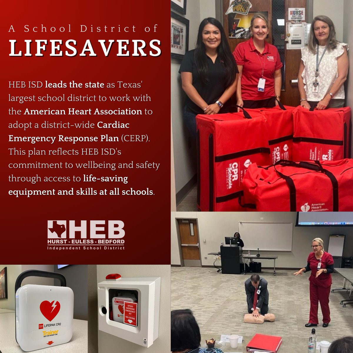 ❤️Did you know? <a href="/AmericanHeartTX/">American Heart Texas</a> called HEB ISD a #DistrictOfLivesavers , in connection with our district-wide Cardiac Emergency Response Plan!

❤️Read more: hebisd.edu/post-details/~… and newsroom.heart.org/local-news/heb…