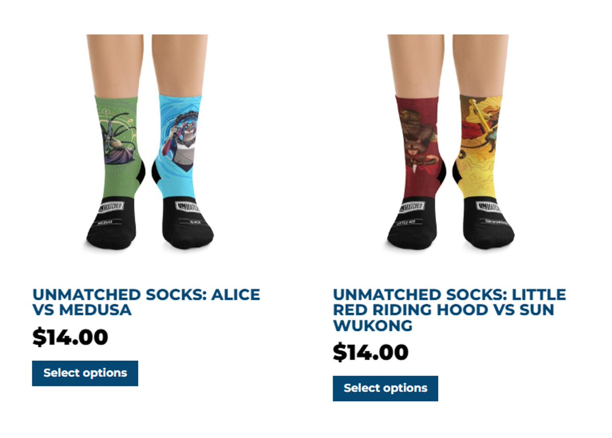 omnigamersclub's tweet image. During our feature discussion of Unmatched Tales to Amaze (out today!) Mark mentions the merch store includes socks. What he didn't mention is that the socks are UNMATCHED. I'm both impressed and horrified by the audacity of @RestorationGame
