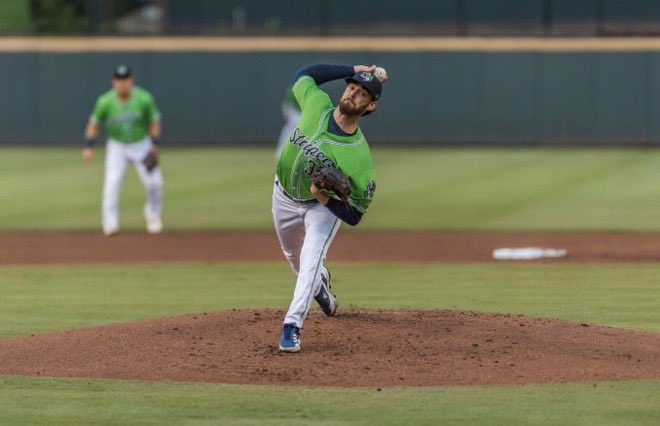 5 IP last night and 100 pitches. Stuff was good except for Fastball command. 4 runs ( only 2 earned , 3 hits , 7 strikeouts . Tough part was the 5 BB’s and 1 HBP. No one ever said coming back from TJ was easy