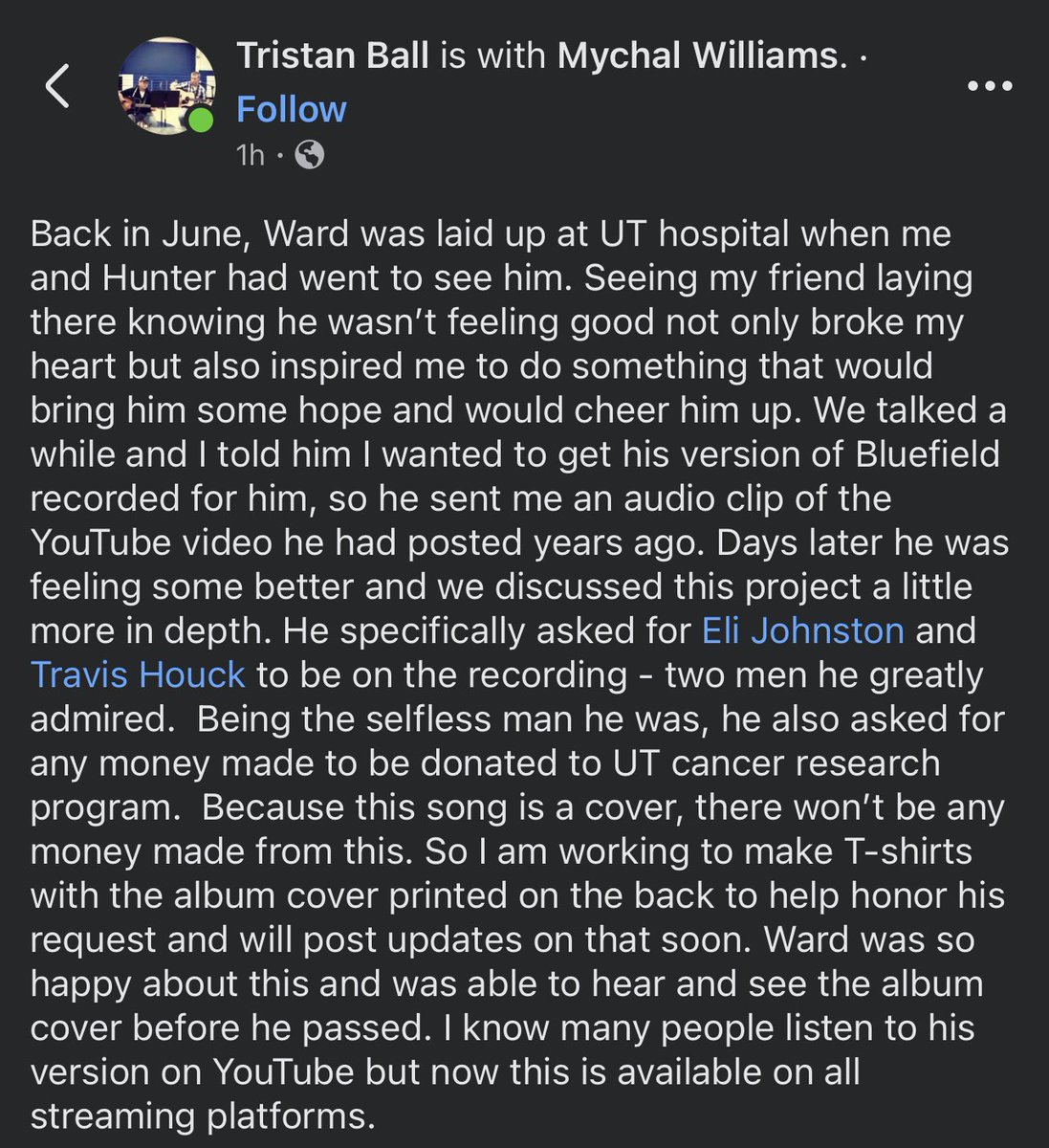 KDCodyTN's tweet photo. My dearly departed friend Ward Williams sang "Bluefield" by Stonewall Jackson better than anyone.

Now, his voice &amp; legacy will live on with his released single of the song.

Listen &amp; share, please! 🦬

YouTube: https://t.co/QOyo5NiGJq

Apple Music: https://t.co/09AbLbO5r0 https://t.co/s8dC7VVFFZ