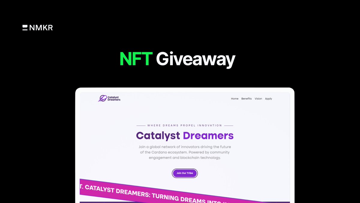 NMKR (@nmkr_io) on Twitter photo 🎉 We’re giving away 3 exclusive NFTs worth 500 $ADA each! 🎉
As an NFT holder, you’ll receive <a href="/catalystdrmrs/">Catalyst Dreamers | Cardano Web3 DAO</a> tokens airdropped to you after the presale ends in 30 days.
How to Enter:
- Follow <a href="/nmkr_io/">NMKR</a> & <a href="/catalystdrmrs/">Catalyst Dreamers | Cardano Web3 DAO</a>
- Retweet this post
Winners will be announced in 48 🎉 We’re giving away 3 exclusive NFTs worth 500 $ADA each! 🎉
As an NFT holder, you’ll receive <a href="/catalystdrmrs/">Catalyst Dreamers | Cardano Web3 DAO</a> tokens airdropped to you after the presale ends in 30 days.
How to Enter:
- Follow <a href="/nmkr_io/">NMKR</a> & <a href="/catalystdrmrs/">Catalyst Dreamers | Cardano Web3 DAO</a>
- Retweet this post
Winners will be announced in 48