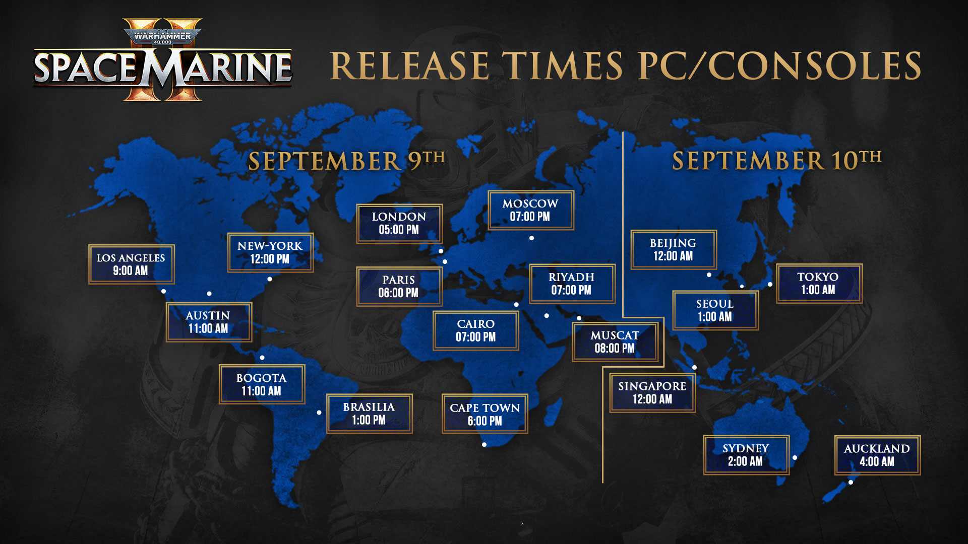 Time map of the release of Space Marine