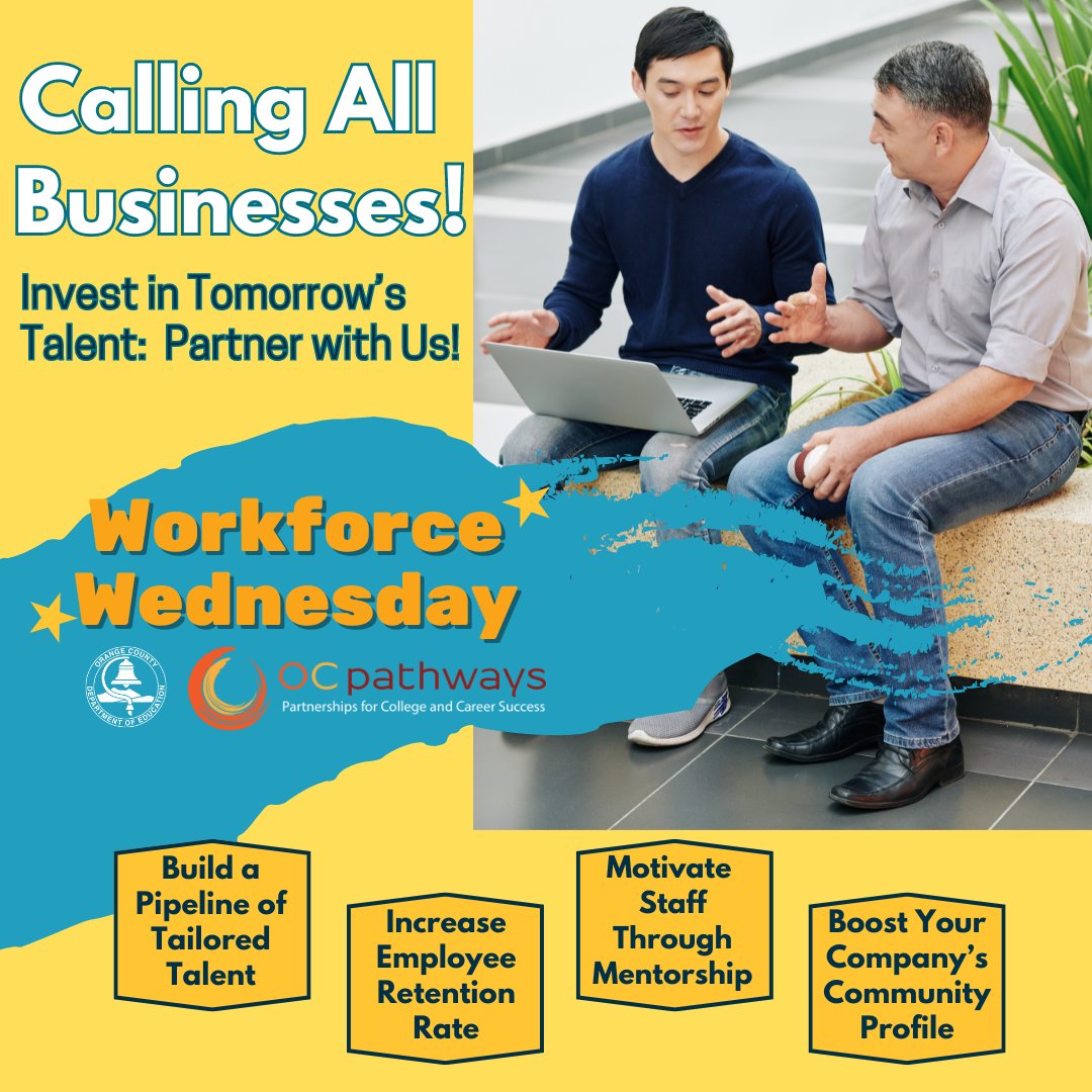 OC Pathways (@pathwaysoc) on Twitter photo 🚀 Join the Future of Talent Development!
Are you a business ready to shape the next generation of skilled professionals? Partner with us in our Youth Apprenticeship Program!👉Learn more at ocpathways.com or email apprenticeship@ocde.us!
#WorkforceWednesday #OCPathways 🚀 Join the Future of Talent Development!
Are you a business ready to shape the next generation of skilled professionals? Partner with us in our Youth Apprenticeship Program!👉Learn more at ocpathways.com or email apprenticeship@ocde.us!
#WorkforceWednesday #OCPathways