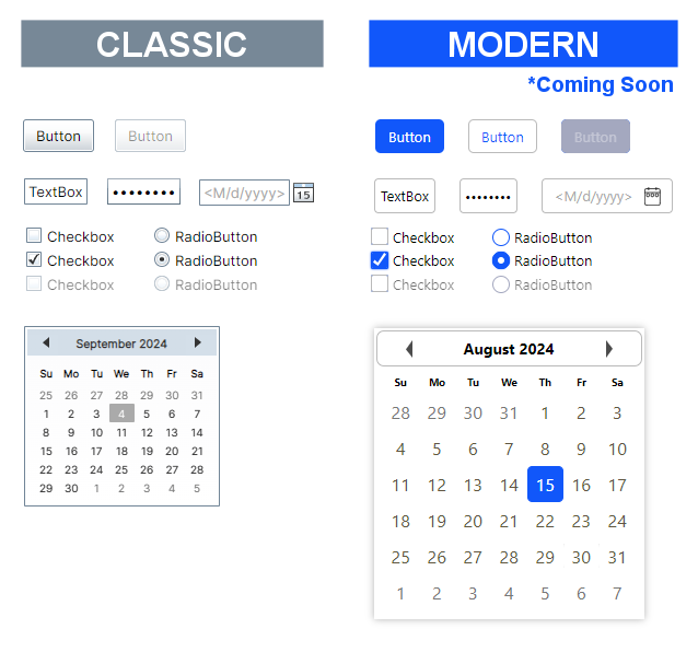 OpenSilverTeam's tweet photo. 🚀👀 Sneak peek! We're bringing new modern styles to #OpenSilver and https://t.co/hS3Vp2sLmD (online XAML designer)!

Legacy styles will stay for pixel-perfect backward compatibility with #Silverlight and #WPF. But soon, you'll be able to modernize apps with Light/Dark modes and styles inspired by Material, Fluent, etc. Some controls will even offer multiple style choices.

Launching in a month or two—stay tuned!