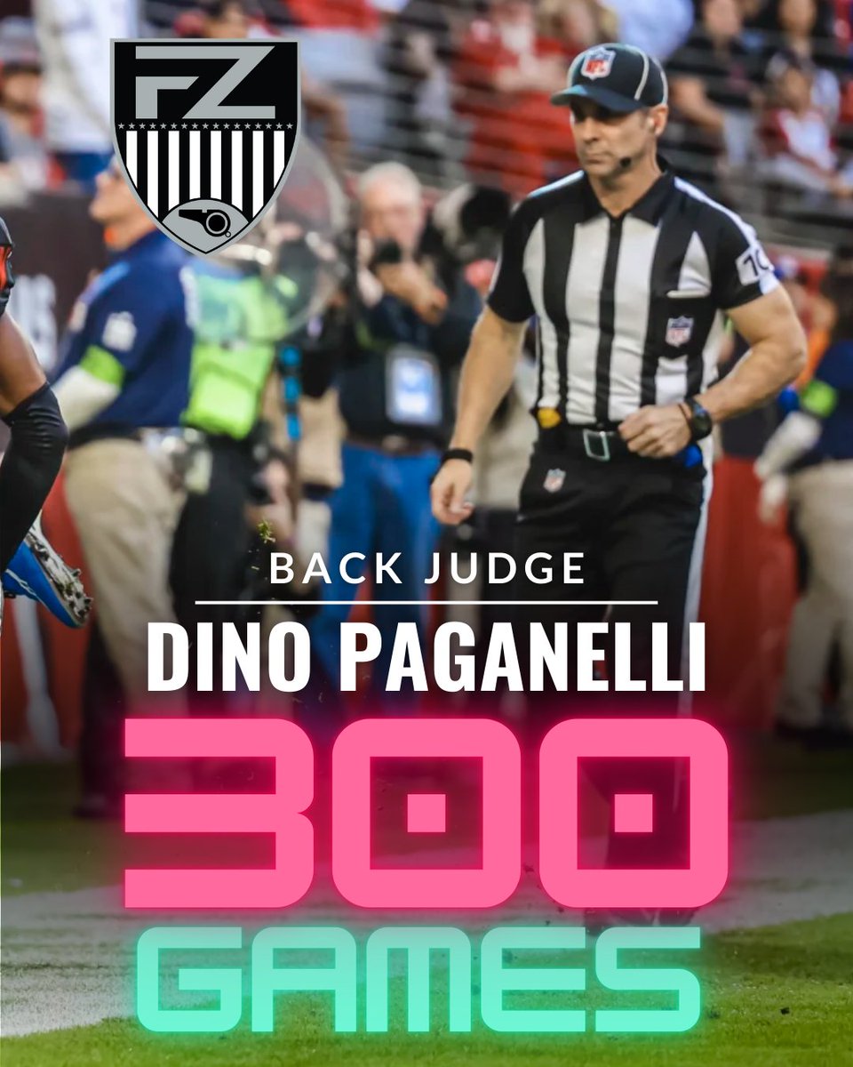 Congratulations to back judge #105 Dino Paganelli, who will work his 300th NFL game Sunday in Chicago
#TENvsCHI