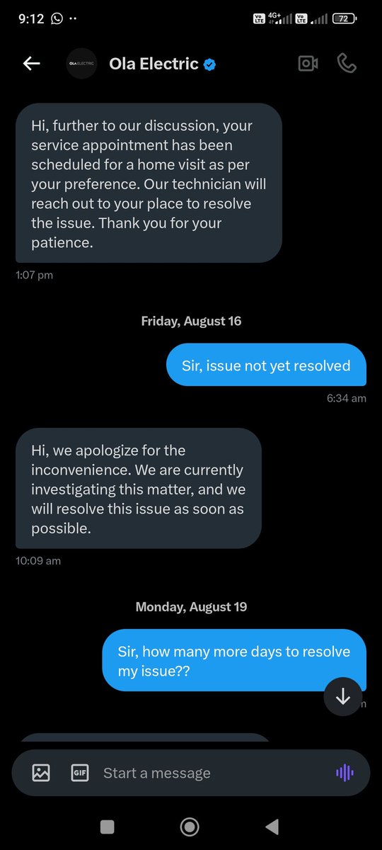 faheem2021's tweet photo. @bhash Sir,
You are not escalating issues of customers and your total team doing timepass.
https://t.co/bMTOVy6Z1n.9700178734
Issue not resolved since 1month even after several reminders @bhash @OlaElectric @OlaOwnersClub https://t.co/d4tLk8UqZg