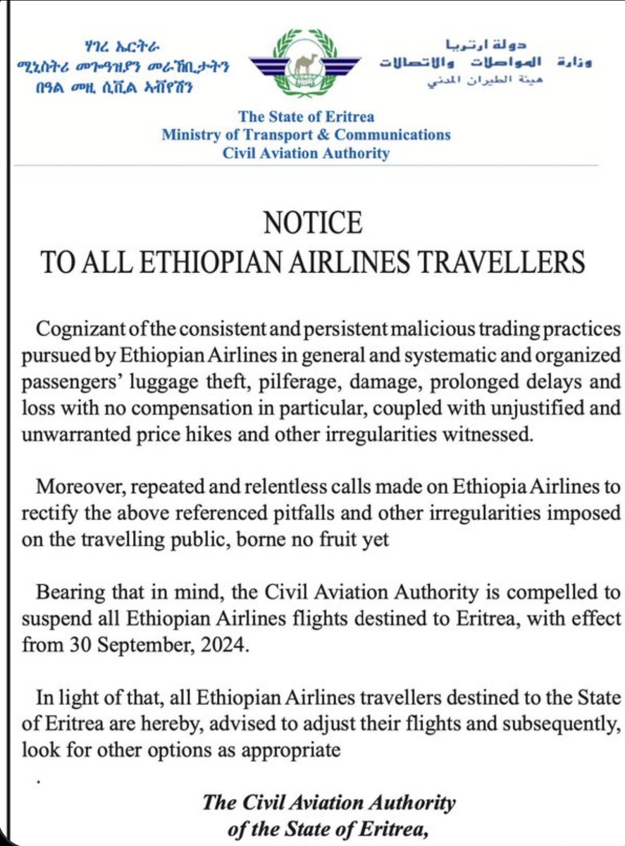 Amanbiede's tweet photo. The PR team at #EthiopianAirlines has gone mad. Instead of quietly resolving issues after Eritrea cut off their service, they've gone on the offensive. Only to attract attention to poor air, immigration services, theft, corruption &amp; price gouging. Expose em for hurting #Africans https://t.co/E3wlSHMKSW