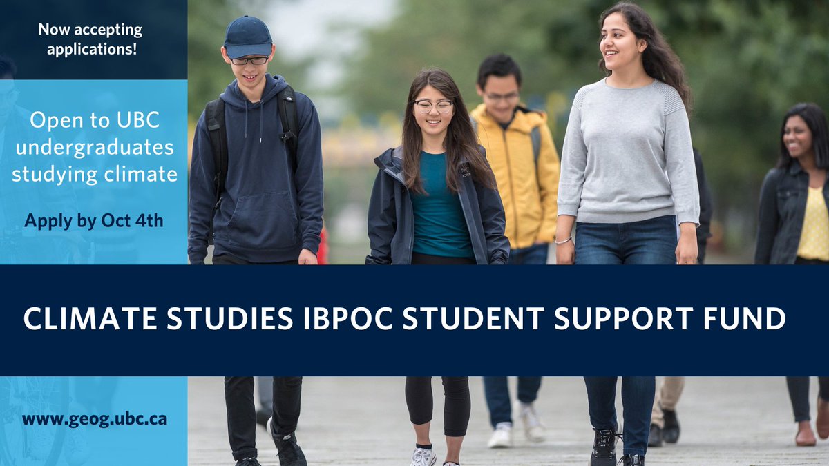 UBC Geography (also at @ubcgeography.bsky.social) (@ubcgeog) on Twitter photo Applications for the 2024/25 IBPOC Student Support Fund are now open! Created in partnership with <a href="/UBCeoas/">UBC EOAS | eoas.ubc.ca on Bluesky</a>, this award supports students from Indigenous, Black, and other racialized communities of colour studying climate change at UBC.
Learn more & apply: bit.ly/IBPOC_student_… Applications for the 2024/25 IBPOC Student Support Fund are now open! Created in partnership with <a href="/UBCeoas/">UBC EOAS | eoas.ubc.ca on Bluesky</a>, this award supports students from Indigenous, Black, and other racialized communities of colour studying climate change at UBC.
Learn more & apply: bit.ly/IBPOC_student_…