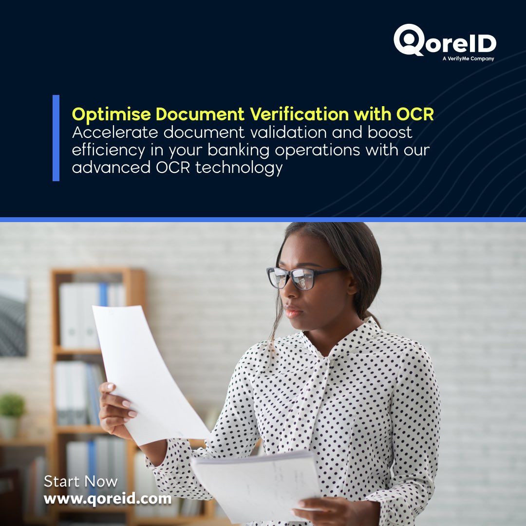 getqoreid's tweet image. Streamline document verification in banking with our advanced OCR technology.

For more information, please visit qoreid.com to sign up or book a demo. 

#qoreid #b2b2c #DigitallID #OCR #DocumentVerification #banking #compliance #kyc #onboarding