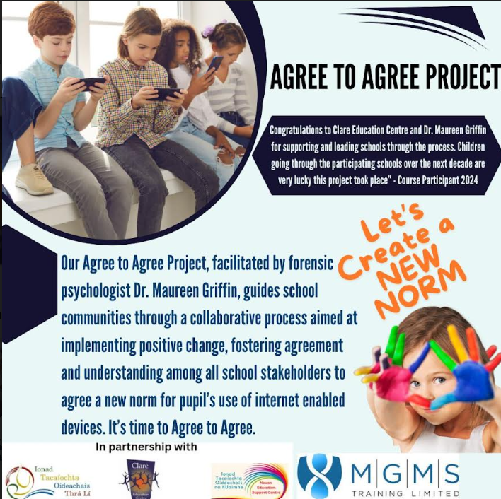 NavanESC's tweet photo. New initiative for local primary schools.
Devising agreements around the use of smart devices.
Facilitated by Dr Maureen Griffin.
Information webinar Sept 19th, 7pm
Register: https://t.co/JIDzIoqLsE
Details & queries to: www.info@ecnavan.ie
#onlinesafety #wellbeingframework https://t.co/T1UxqikYhH