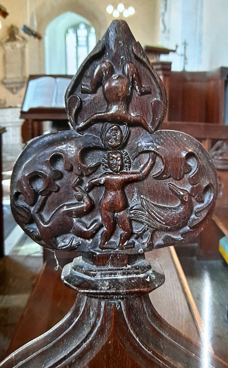Herts Archives (@hertsarchives) on Twitter photo This unusual poppyhead from Throcking Church appears to show three acrobats and a bird. It's of unknown date and origin. Any suggestions as to the theme or dating gratefully received! This unusual poppyhead from Throcking Church appears to show three acrobats and a bird. It's of unknown date and origin. Any suggestions as to the theme or dating gratefully received!