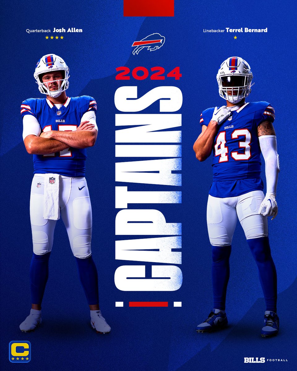𝐎𝐔𝐑 𝟐𝟎𝟐𝟒 𝐂𝐀𝐏𝐓𝐀𝐈𝐍𝐒. 🫡

#GoBills | #BillsMafia