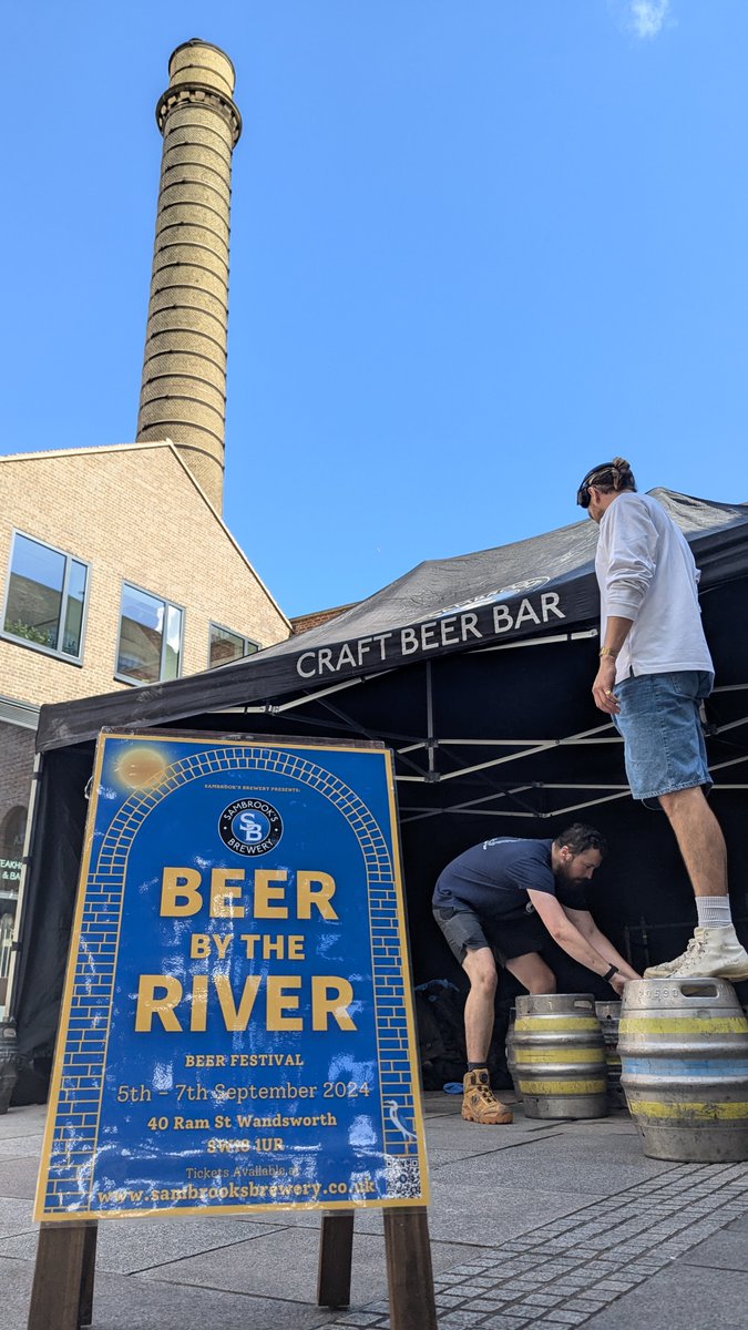 RamQuarter's tweet image. Set-up is well under way for the Beer by the River festival at @SambrooksBrew, which starts tomorrow and runs to Saturday. Enjoy live music and guest beers at the oldest continuously brewing site in the country. Don’t miss out! Head to sambrookbrewery.co.uk for more info.