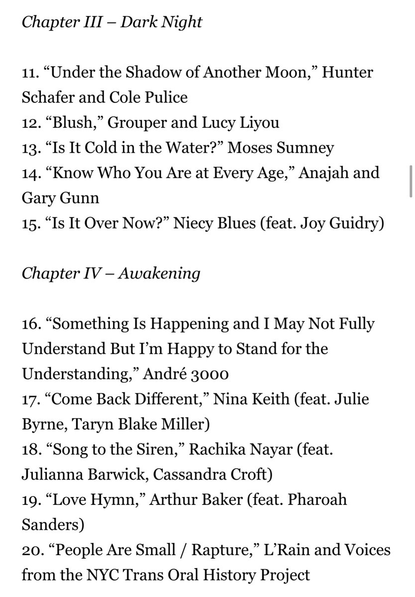 AltamiraVT's tweet image. “TRANSA” track list (46 songs total):

featuring Sade, Sam Smith, Laura Jane Grace, Andre 3000, and more