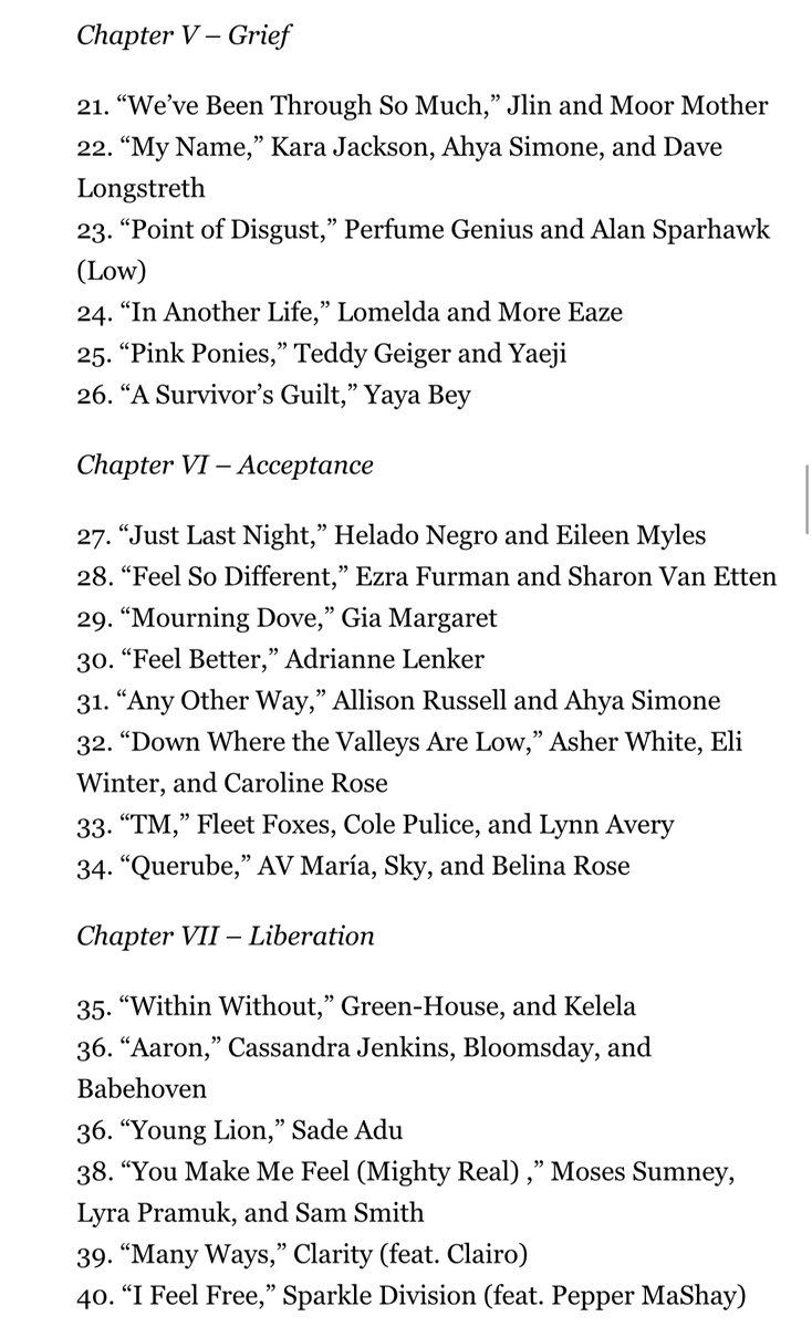 AltamiraVT's tweet image. “TRANSA” track list (46 songs total):

featuring Sade, Sam Smith, Laura Jane Grace, Andre 3000, and more