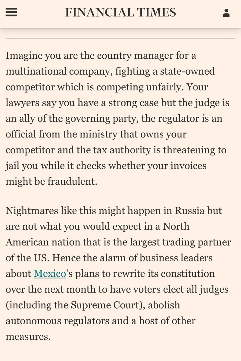 El periódico más influyente del mundo entre la comunidad financiera describe así el panorama de negocios en México: