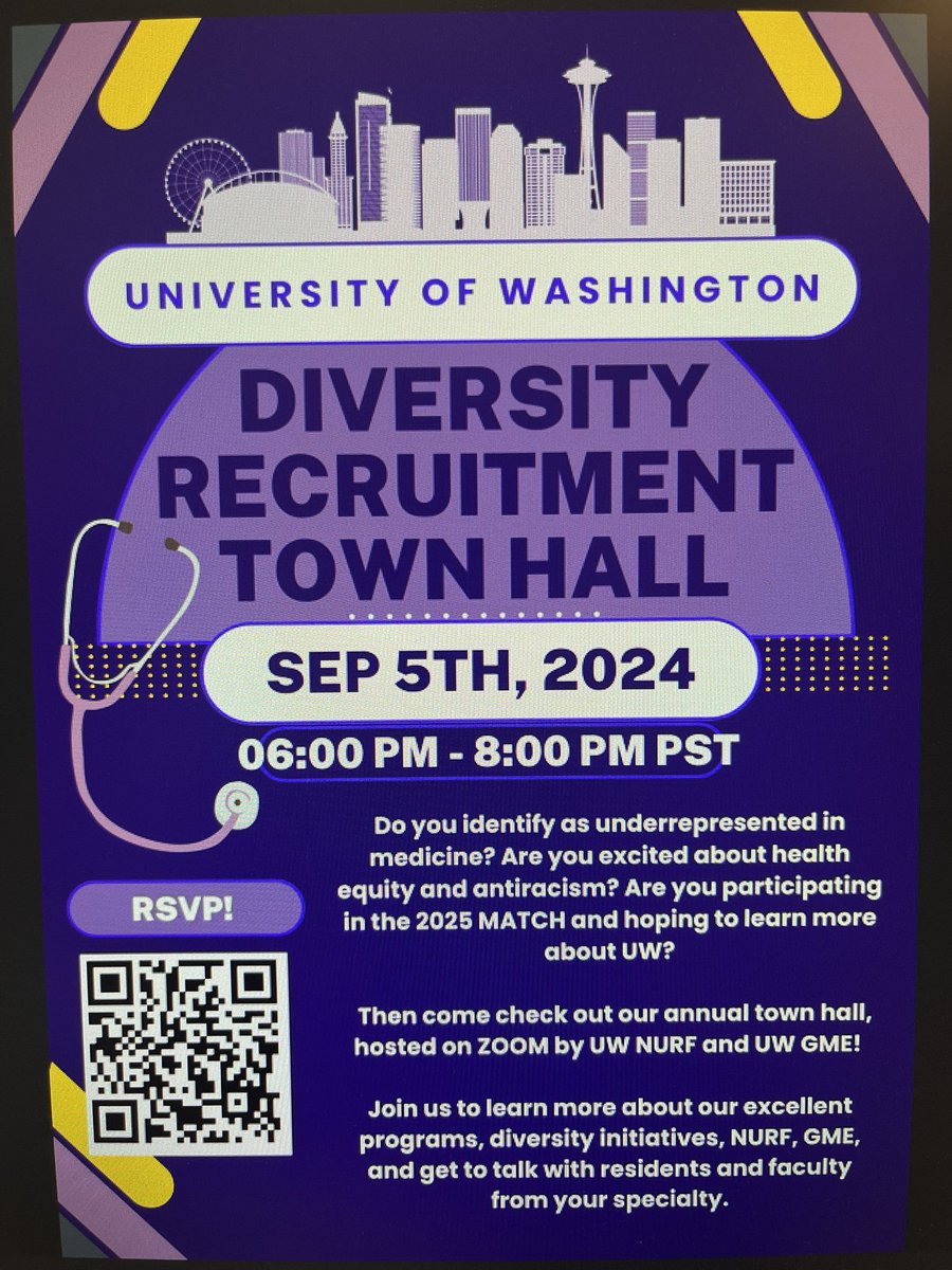 UW Diversity Recruitment Town Hall tomorrow night! September 5th 6p-8p PST. Please consider registering to learn more!!