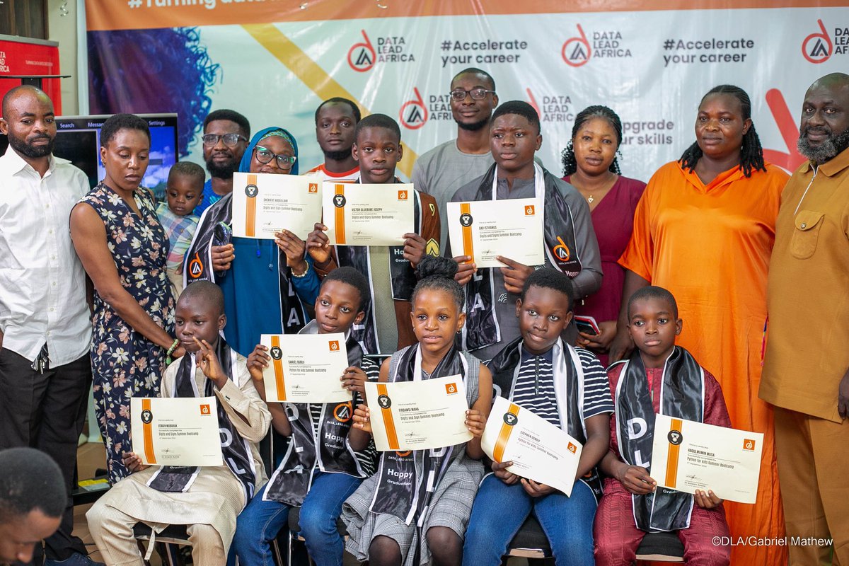DataLead_Africa's tweet image. We are delighted to honor our young coders from Python For Kids and Digits and Signs Summer Bootcamp as they receive their well-earned certificates.
May this achievement be just the beginning of their tech journey.
#CertificatePresentation #KidCoders #InclusionInTech