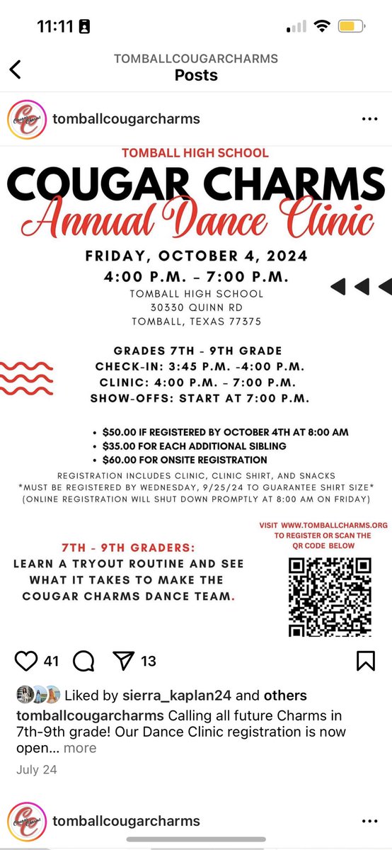 Calling all future Charms in 7th-9th grade! Our Dance Clinic registration is now open!
Click the link in our profile to register now, and remember to include the name of the Charm who recommended you!