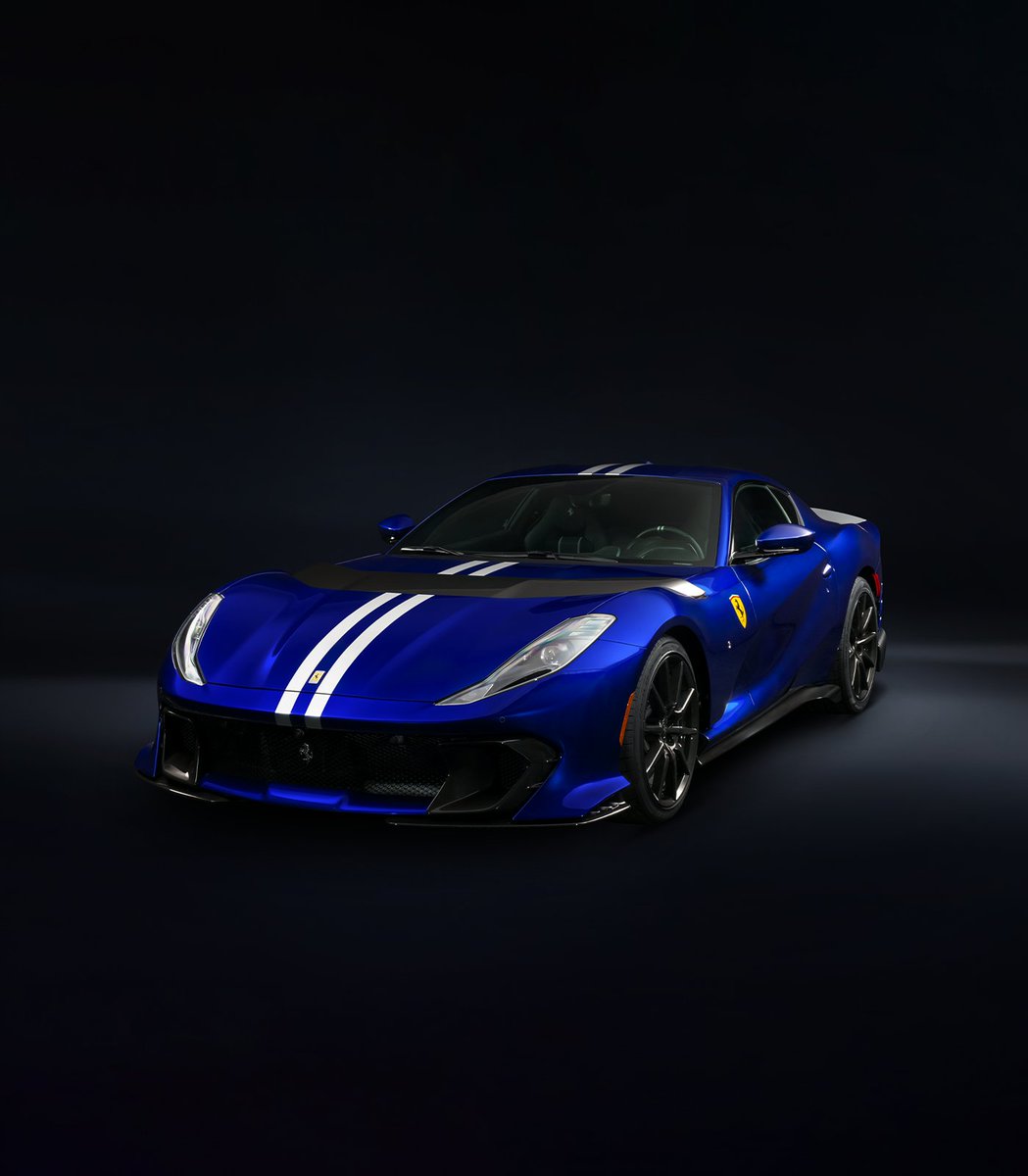 Ferrari's tweet photo. The #FerrariTailorMade programme brings unique vehicles to life, such as this sporty #Ferrari812Competizione, with a Grigio Le Sancy livery contrasting its gloss Blu Torrice bodywork. Inside, the athleticism continues with racing seats in black Jeans Aunde®.

#Maranello #Ferrari https://t.co/3o7NZWCuld