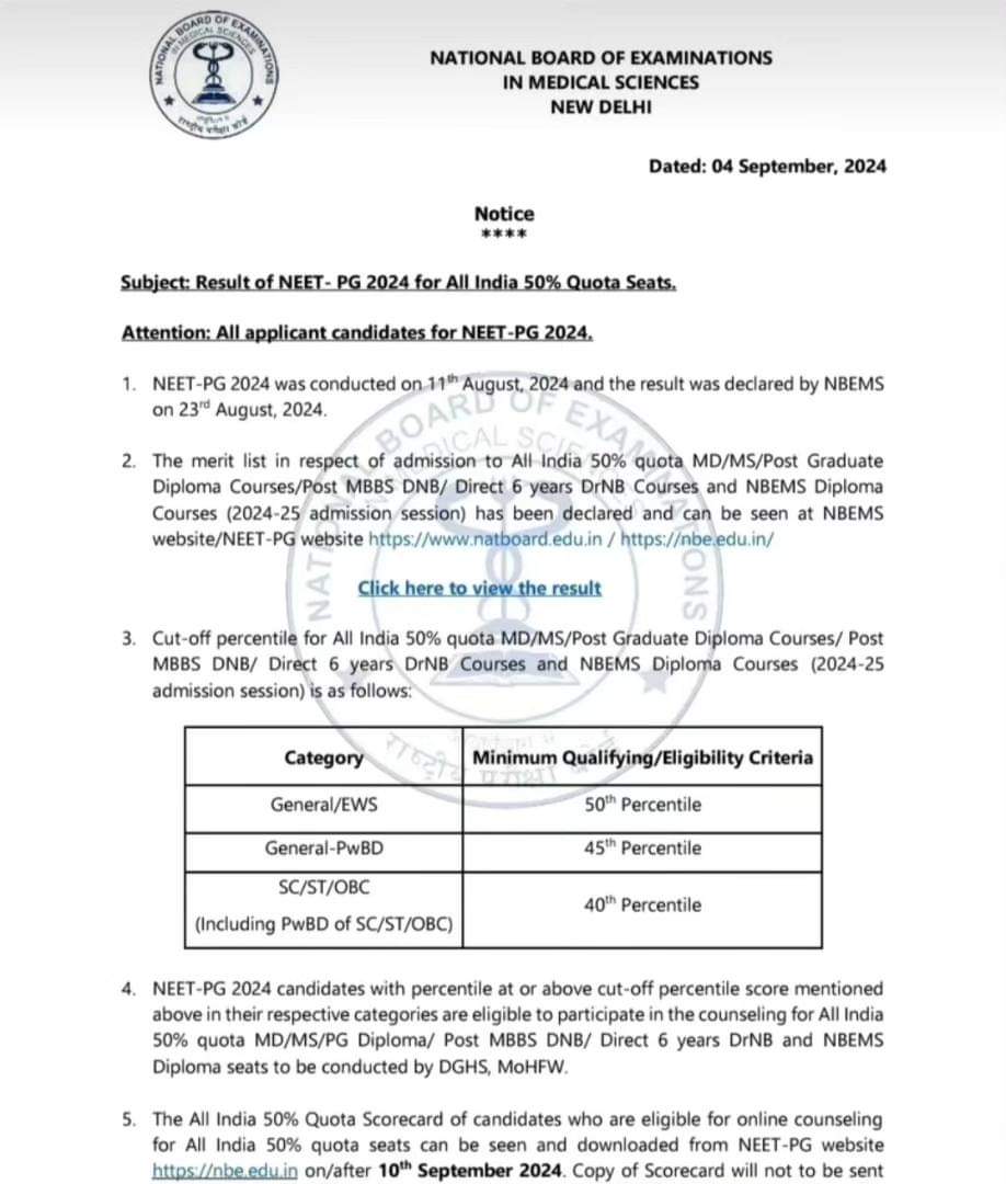 #NEETPG2024 <a href="/NbeIndia/">National Board of Examinations</a>