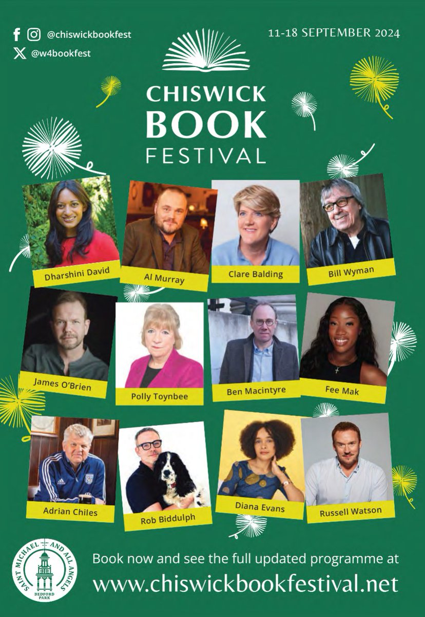 The Chiswick Book Festival starts a week today and we couldn't be more excited! We have a brilliant line up this year with some events already sold out and others close to selling out! If you are planning to join us, book your tickets now to avoid disappointment: