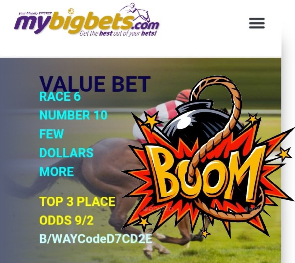 MyBigBets1's tweet photo. 🥂🥂🥂🥂🥂🥂🥂🥂🥂🥂🥂🥂🥂
🏇🏻🏇🏻🏇🏻🏇🏻🏇🏻🏇🏻🏇🏻🏇🏻🏇🏻🏇🏻🏇🏻🏇🏻🏇🏻
🔥YANKEE BOOM OVER R400K🔥

📣📣📣💰💰💰🏇🏻🏇🏻🏇🏻📣📣📣📣

💯💯20/1 YANKEE WITH FEW DOLLARS MORE 💯💯

💲💲💲🤑🤑🤑💲💲💲🤑🤑🤑

#Mybigbets1 #mybigbets #4racing  #caperacing #betway  #mybigbetsboom #boomnation💥
#biggie #HorseRacingTips #HorseRacing