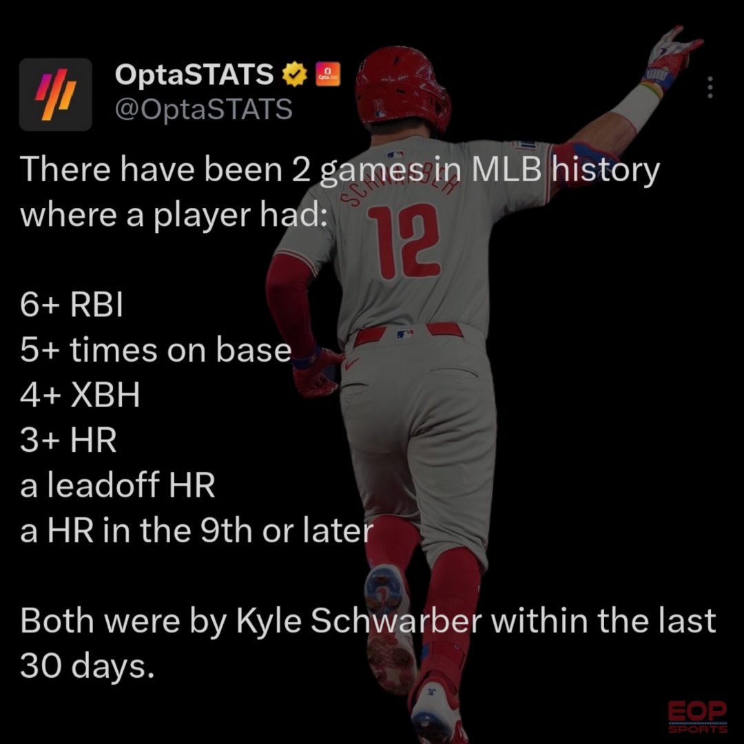EOPsports's tweet image. KYLE SCHWARBER MAKING HISTORY ⚾️

#Phillies | #PhilliesNation | #PhiladelphiaPhillies | #PhilliesBaseball | #RingTheBell | #kyleschwarber
