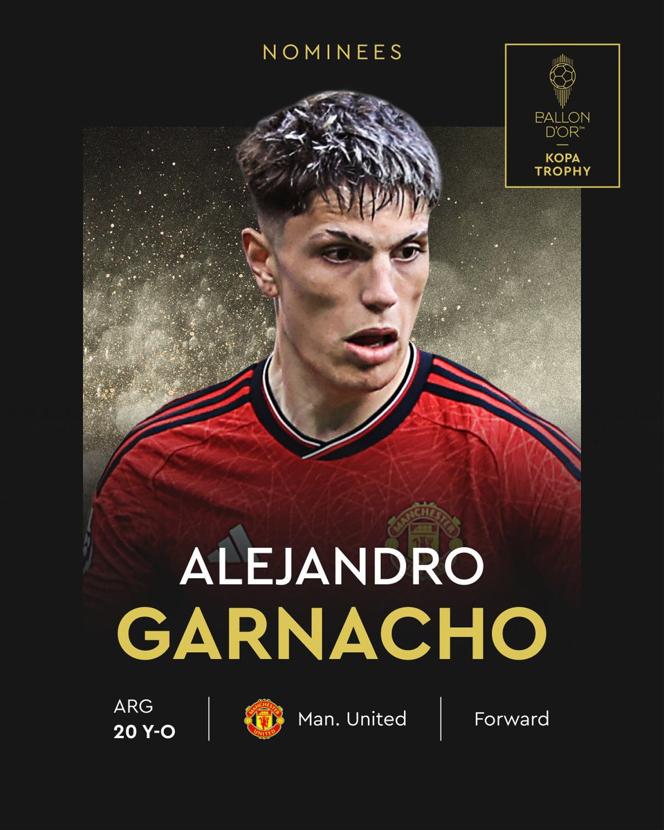 Alejandro Garnacho has been nominated for the 2024 Kopa Trophy