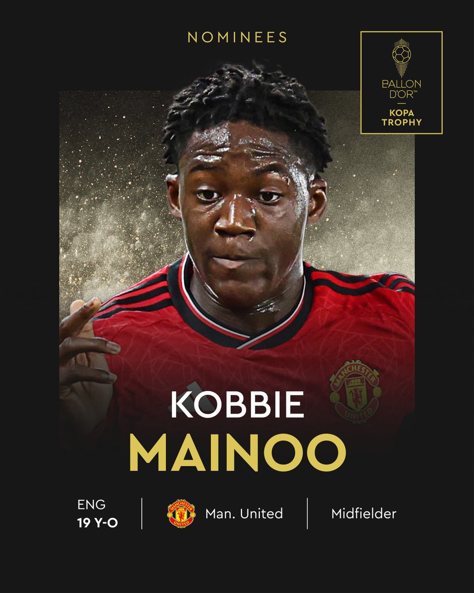 Kobbie Mainoo has been nominated for the 2024 Kopa Trophy
