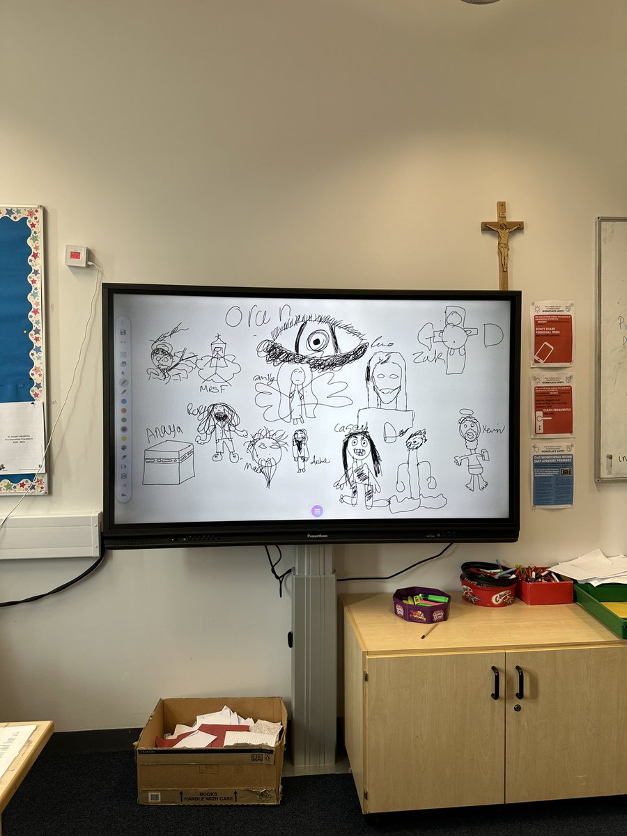 My RE class have had great fun using the Promethean during our Ideas of God topic. Obviously I had to get involved too, but I think I’ll stick to teaching computing 🎨🤣