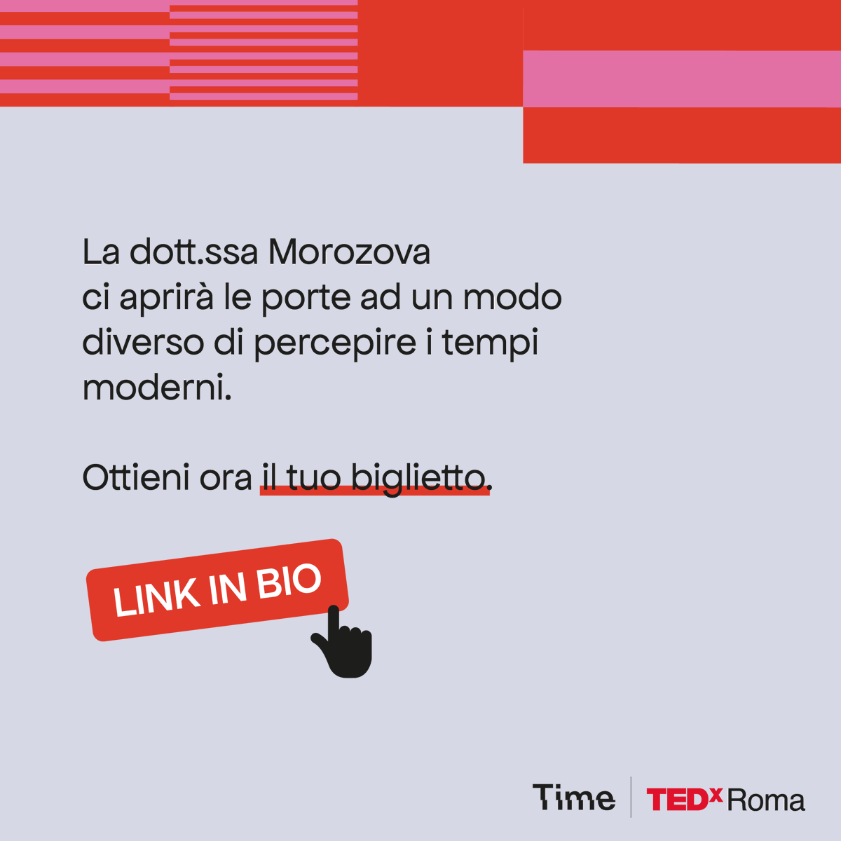 NADIA MOROZOVA si occupa di analisi di marketing e comportamenti sociali per supportare le aziende a realizzare strategie focalizzate sui consumatori.

Al TEDxRoma 2024, ci aprirà le porte ad un modo nuovo di percepire i tempi moderni. Partecipa con noi ➡️rb.gy/z801iz