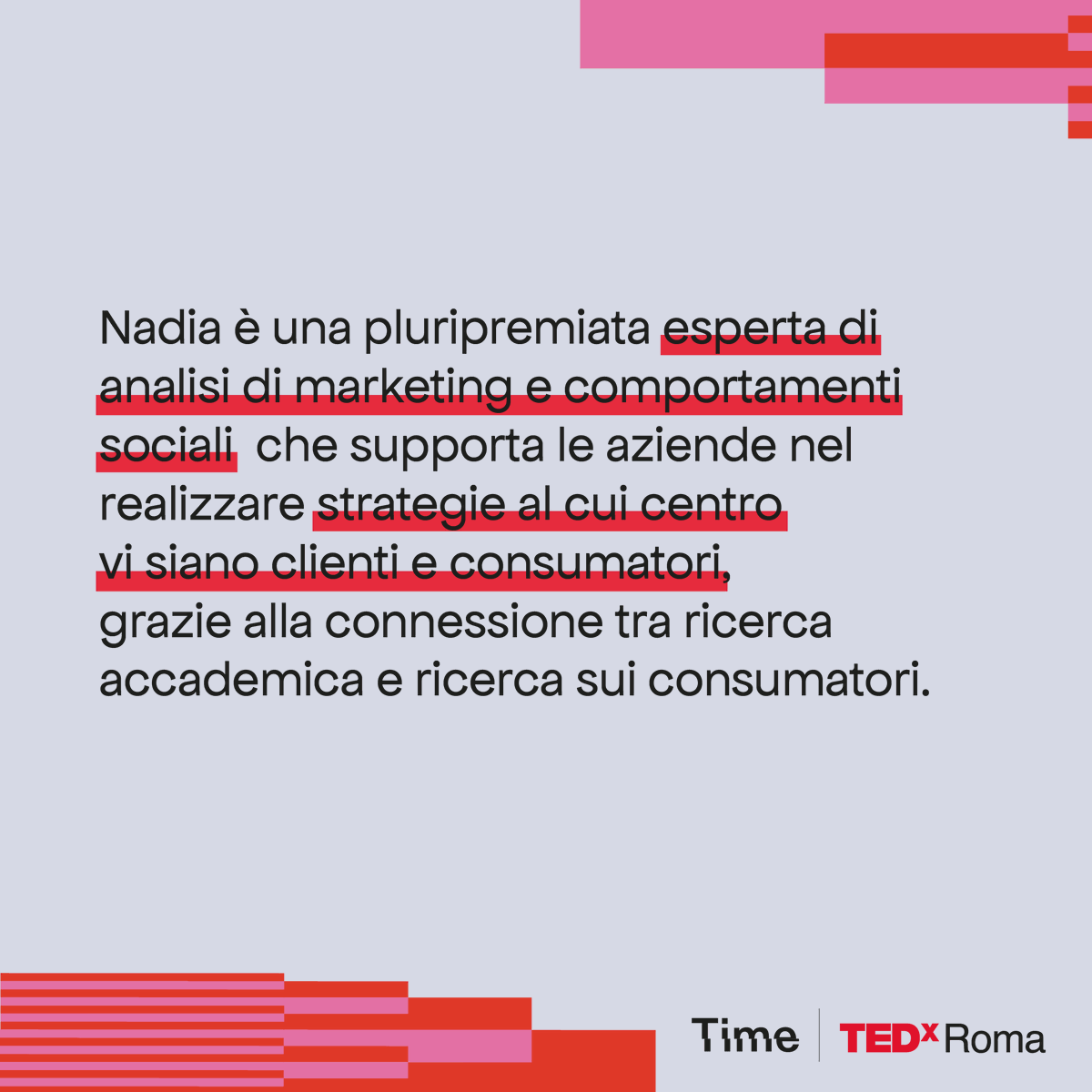 TEDxRoma's tweet photo. NADIA MOROZOVA si occupa di analisi di marketing e comportamenti sociali per supportare le aziende a realizzare strategie focalizzate sui consumatori.

Al TEDxRoma 2024, ci aprirà le porte ad un modo nuovo di percepire i tempi moderni. Partecipa con noi ➡️https://t.co/4TXkRCyCbn https://t.co/NANdeX2QvN